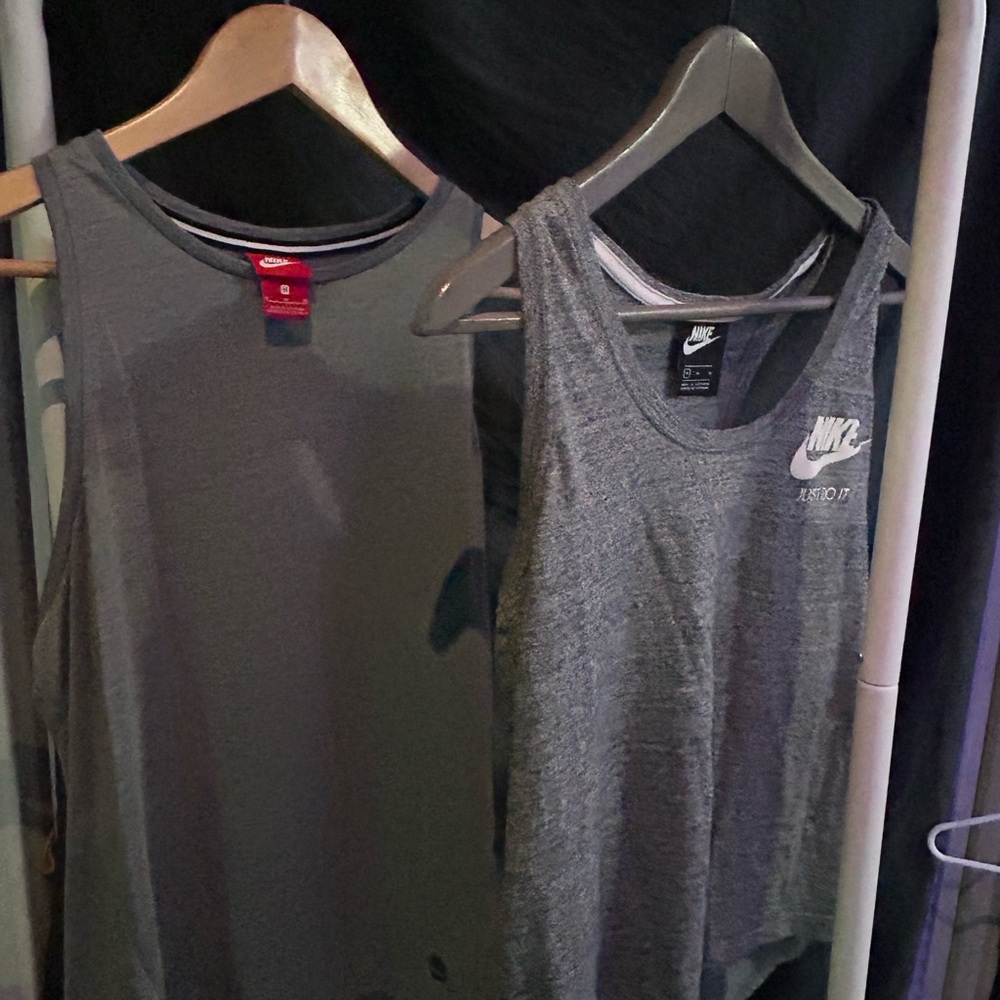 2 Nike Gray Tank Tops Set